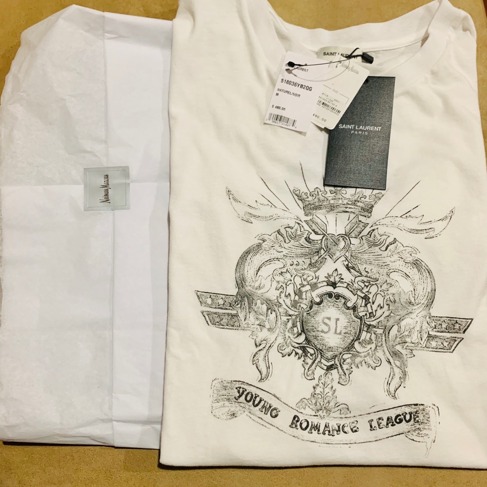 Saint Laurent White Young Romance League T-shirt